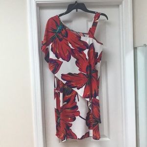Draped one shoulder MSK floral dress size S